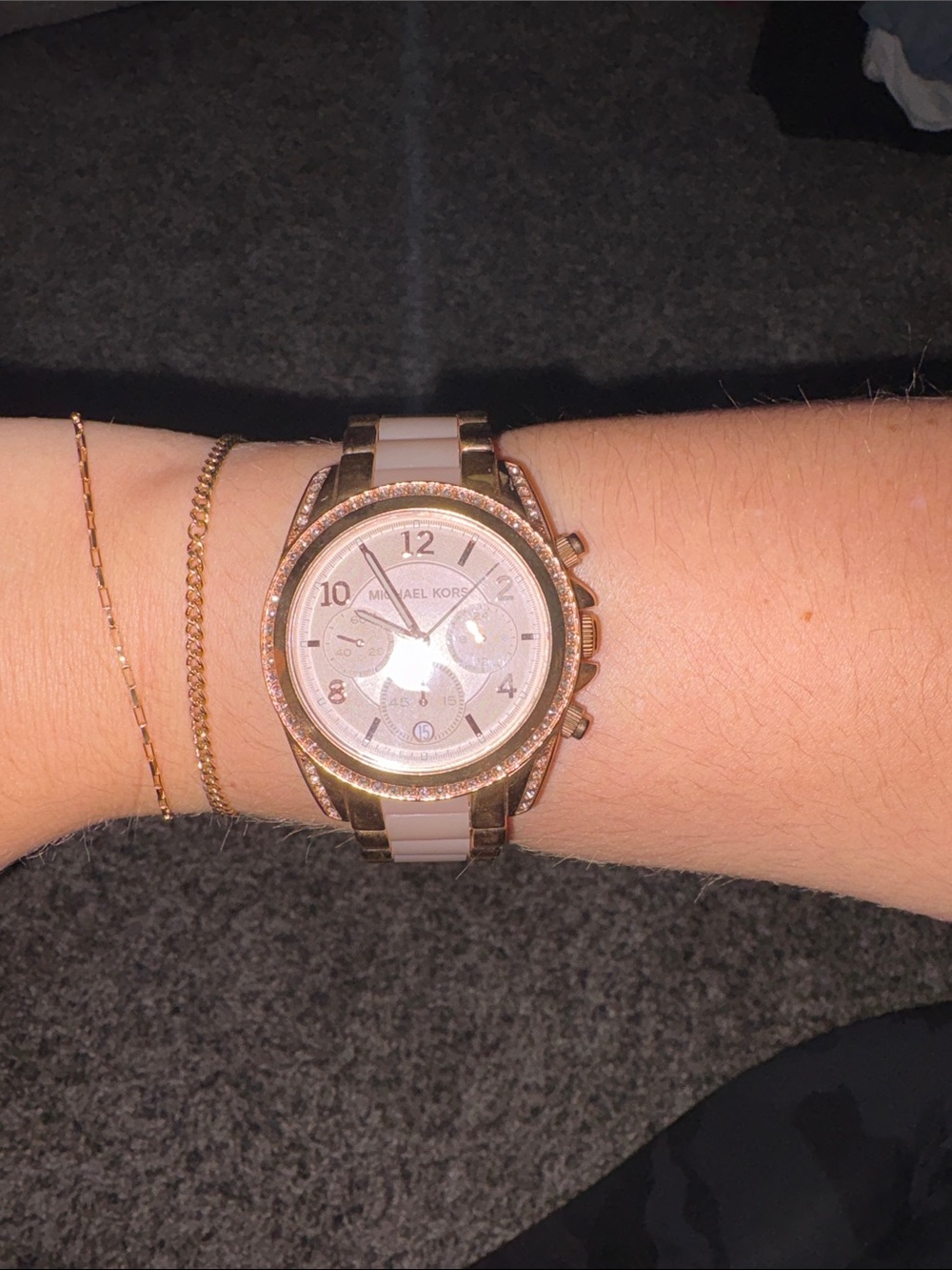 Michael Kors Rose Gold and Blush Ceramic Link Chronograph Watch